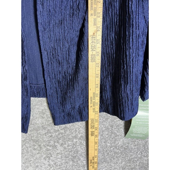 Maya Brooke Crinkle Sequin Lace Open Front Blazer Jacket Women 14W Navy Blue NWT - Picture 16 of 16